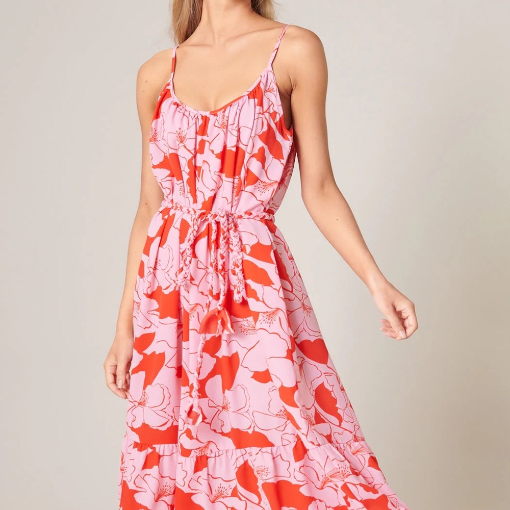 Pink Lemonade Scoop Neck Midi Dress